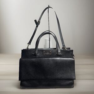 Kate Spade Kay Street Carena Black Solid Pebbled Leather Top Handle Bag Large